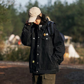 Unisex Jacket Vintage Street Style Washed Denim Jacket Loose-Fitting Denim Clothes Jacket